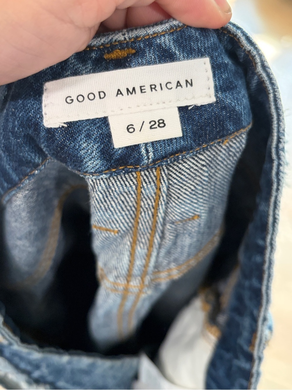 Good American Good Legs Straight Jeans Size 6/28 100% Cotton Side Slit Denim - Picture 6 of 8